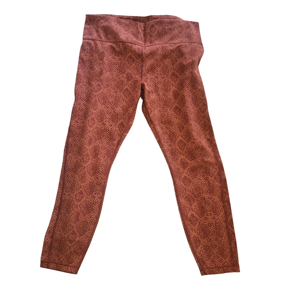 Athleta Ultimate Snake 7/8 Tight Rust Red Snakeskin Leggings L 531314-02-2-0004